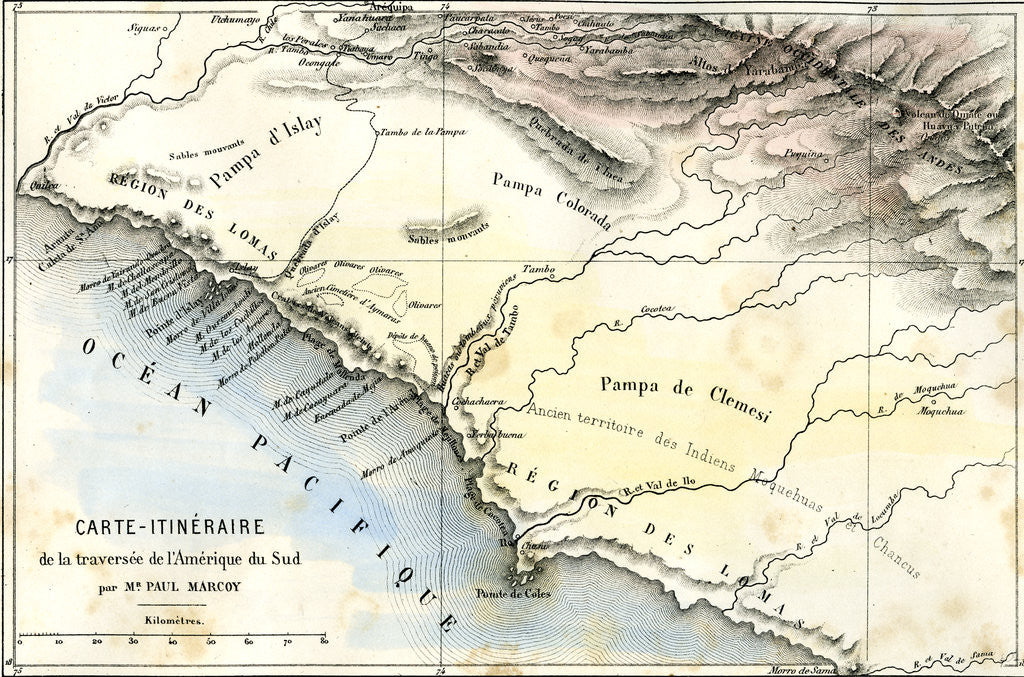 Detail of Map South America 1869 by Anonymous