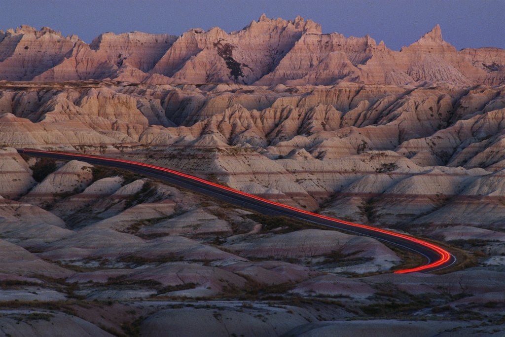 Detail of Car Traveling Through Badlands National Park by Corbis