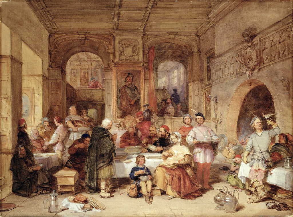 Detail of Dinner in the Great Hall by George Cattermole