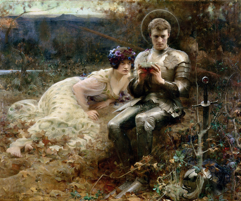 Detail of The Temptation of Sir Percival, 1894 by Arthur Hacker