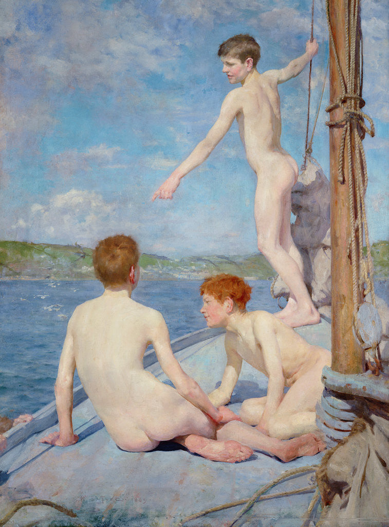 Detail of The Bathers, 1889 by Henry Scott Tuke