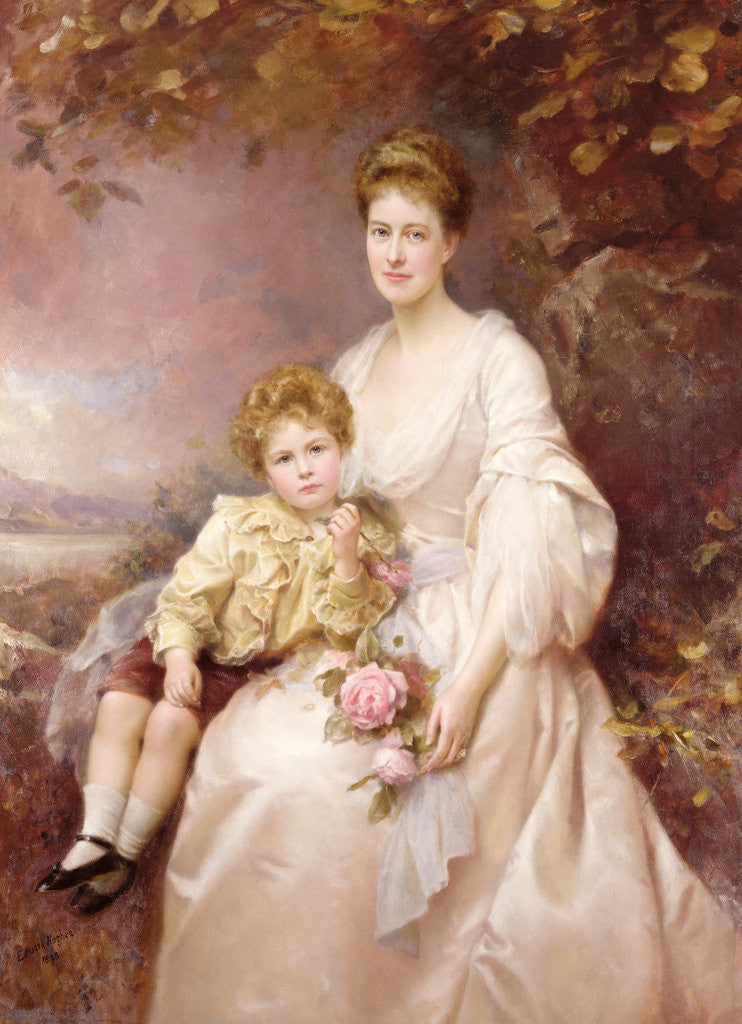 Detail of Portrait of Laura Gwendolen Gascoigne and her son Alvary, 1898 by Edward Hughes