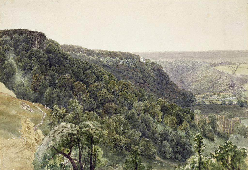 Detail of Rievaulx Abbey from the West by William Henry Bartlett