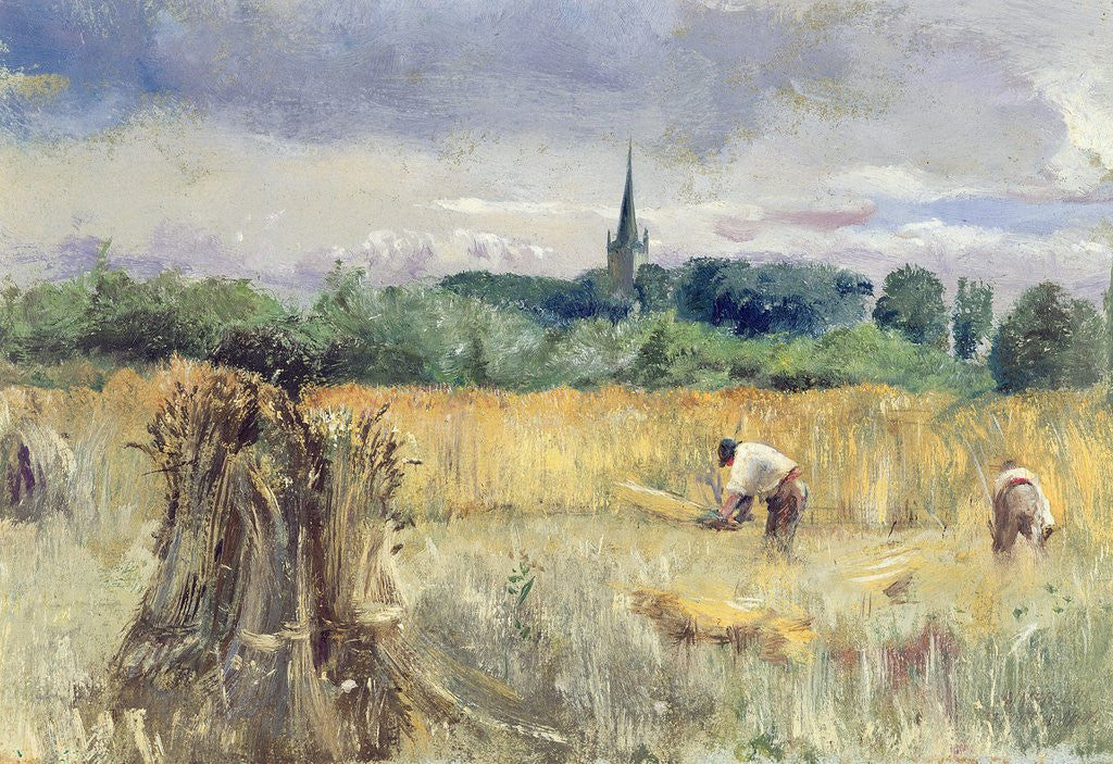 Detail of Harvest Field, Stratford-upon-Avon by John William Inchbold