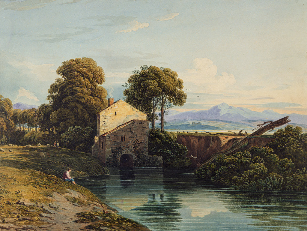 Detail of Watermill with Distant Castle and Hills, 1822 by John Varley