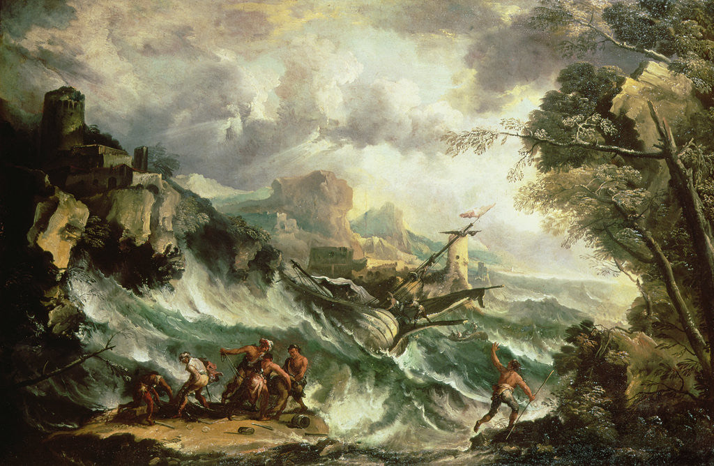 Detail of Seascape with Shipwreck, c.1700-07 by Antonio Marini