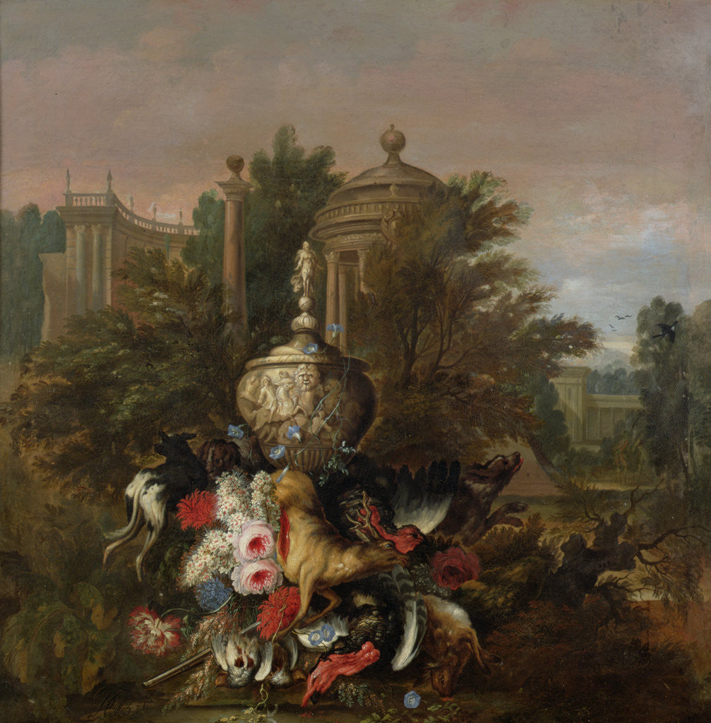 Detail of Dead Game and Flowers, 1708 by Pieter Casteels