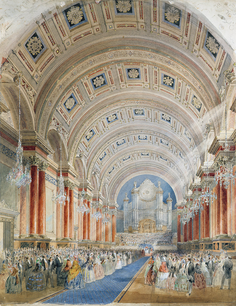 Detail of Interior Perspective, Leeds Town Hall, 1854 by Cuthbert Brodrick