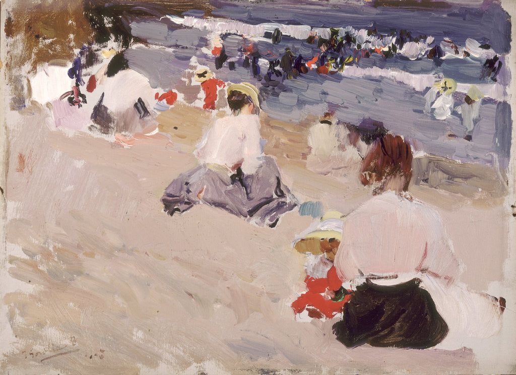 Detail of People Sitting on the Beach, 1906 by Joaquin Sorolla y Bastida