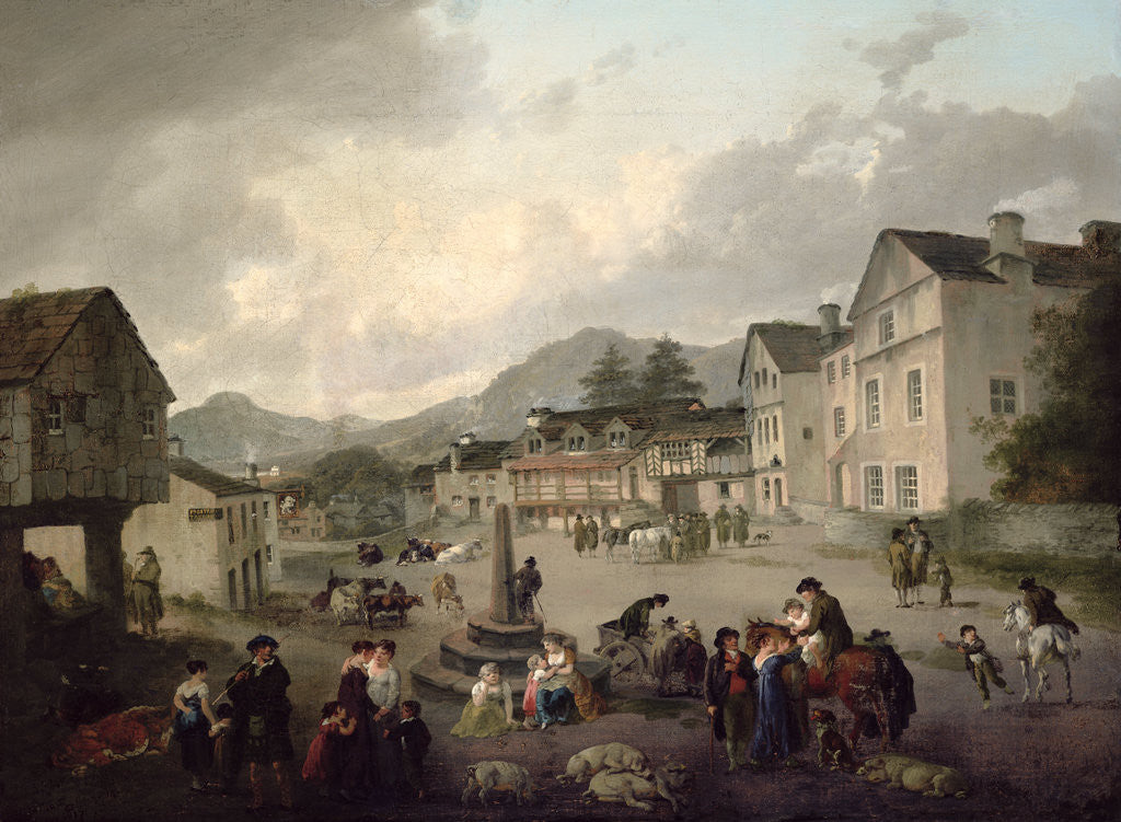 Detail of The Market Place, Ambleside, 1817 by Julius Caesar Ibbetson