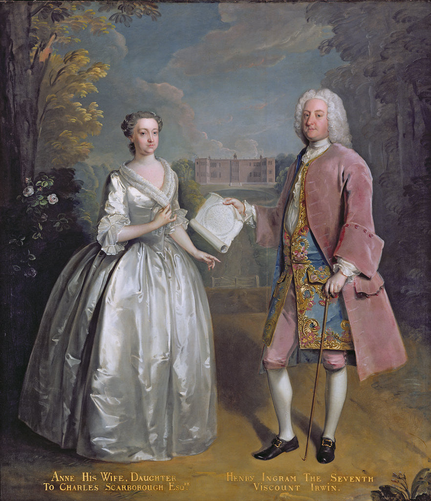 Detail of Portrait of Henry 7th Viscount Irwin and his Wife Anne by Philippe Mercier