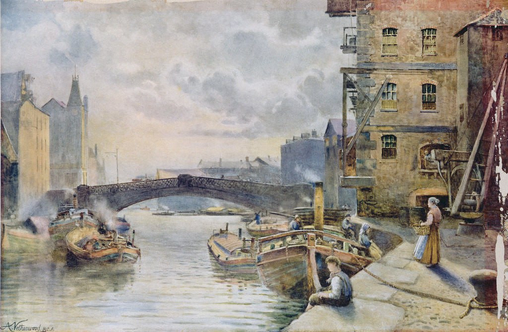 Detail of Leeds Bridge from Aire and Calder Navigation Wharf, 1911 by Arthur Netherwood