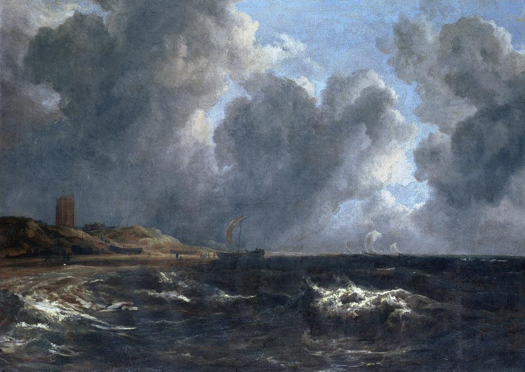 Detail of Storm off Egmond-Aan-Zee by Jacob Isaaksz. or Isaacksz. van Ruisdael