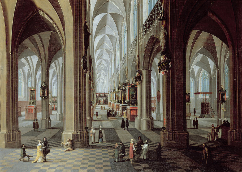 Detail of Interior of Antwerp Cathedral by Pieter the Younger Neeffs