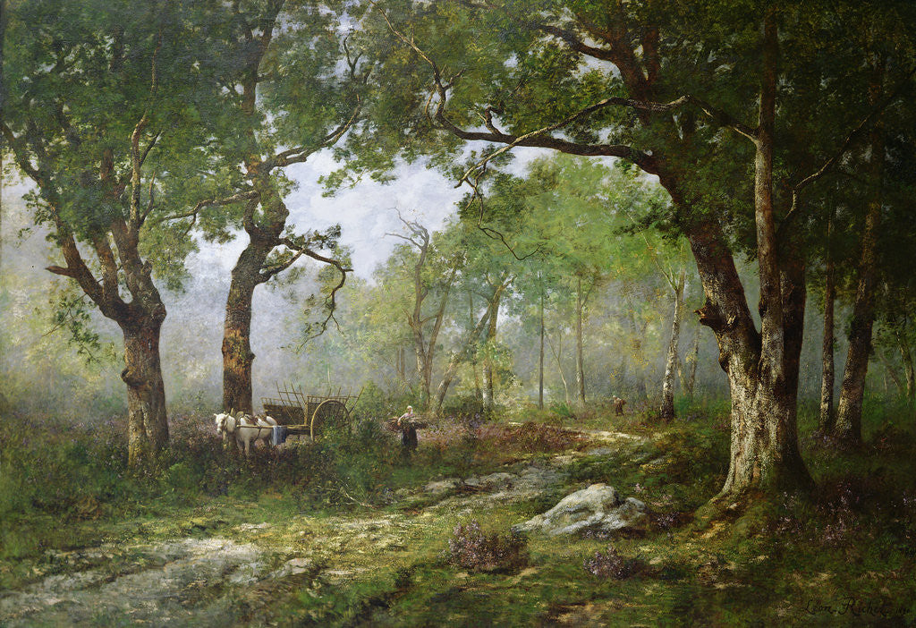 Detail of The Forest of Fontainebleau, 1890 by Leon Richet