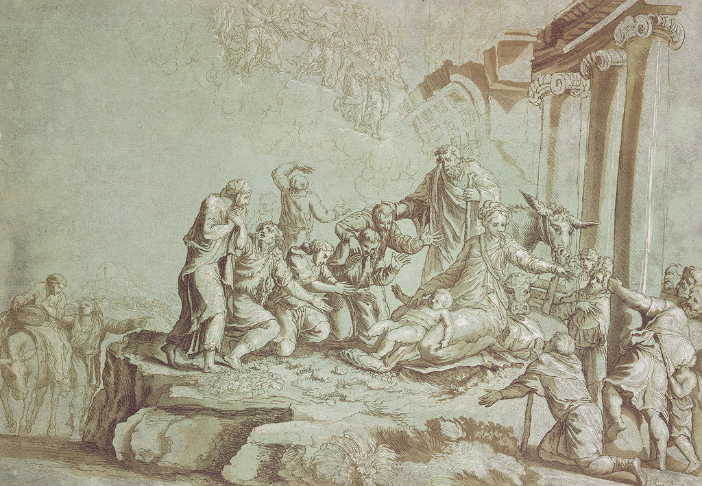 Detail of Adoration of the Shepherds, 1784 by Johann Gottlieb Prestel