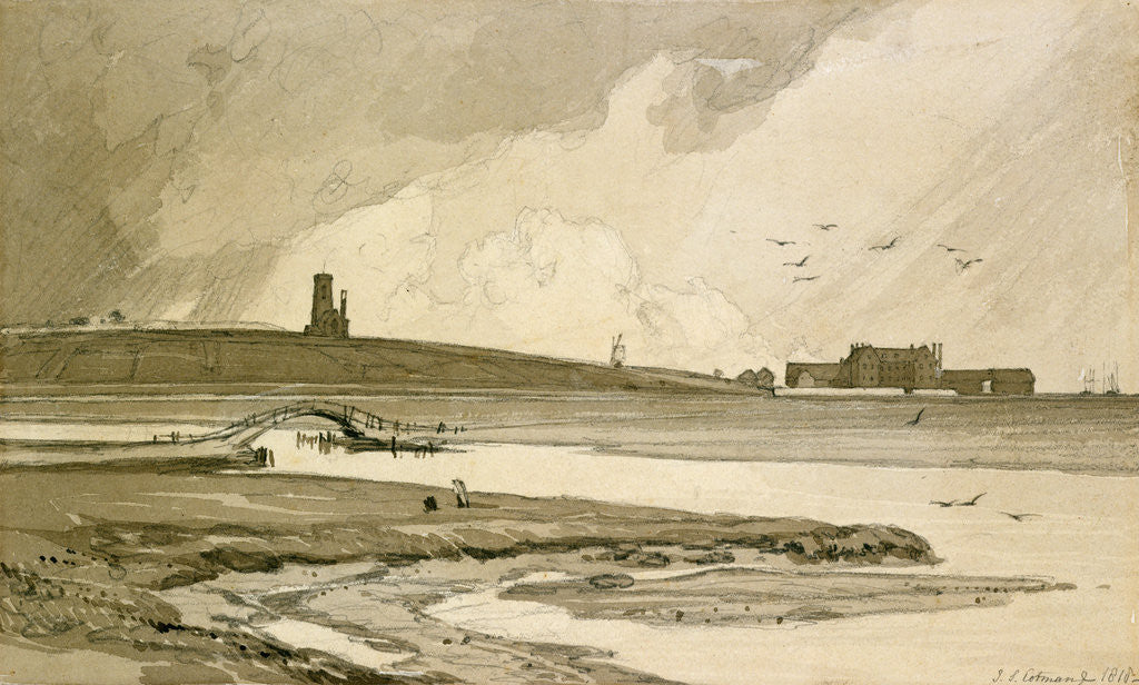 Detail of Blakeney Church and Wiveton Hall, 1818 by John Sell Cotman