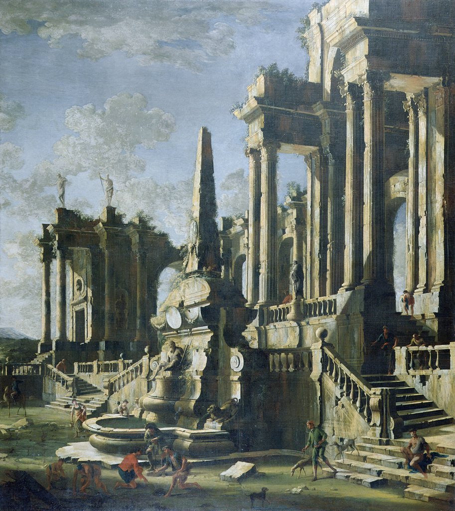 Detail of Imaginary Ruins by Leonardo Coccorante