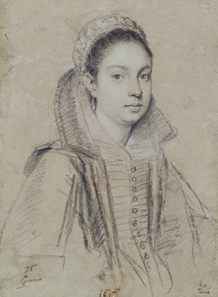 Detail of Portrait of a Lady by Ottavio Mario Leoni