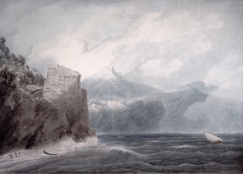 Detail of The Castle of Salerno, near Cetara by John Robert Cozens
