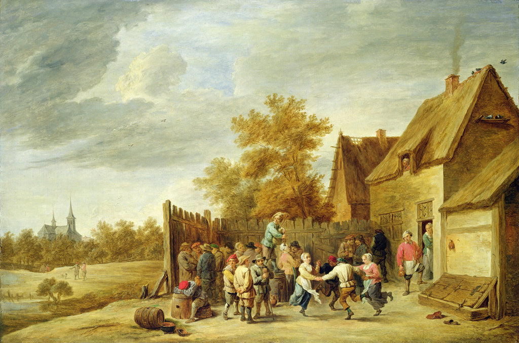 Detail of Peasants Dancing Outside an Inn by David the Younger Teniers