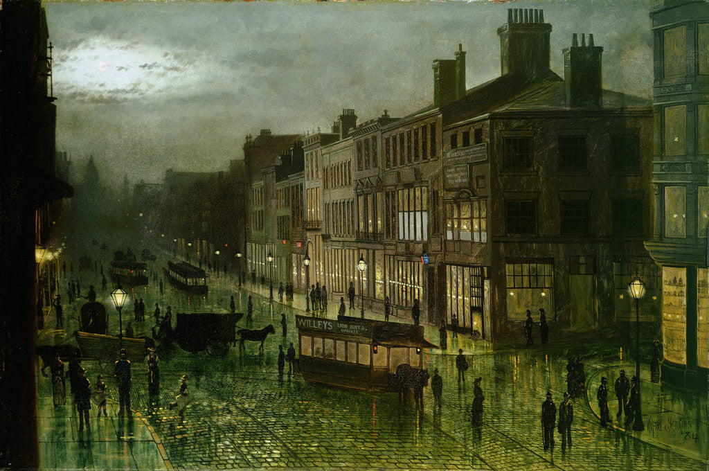 Detail of Briggate, Leeds, 1884 by Wilfred Jenkins