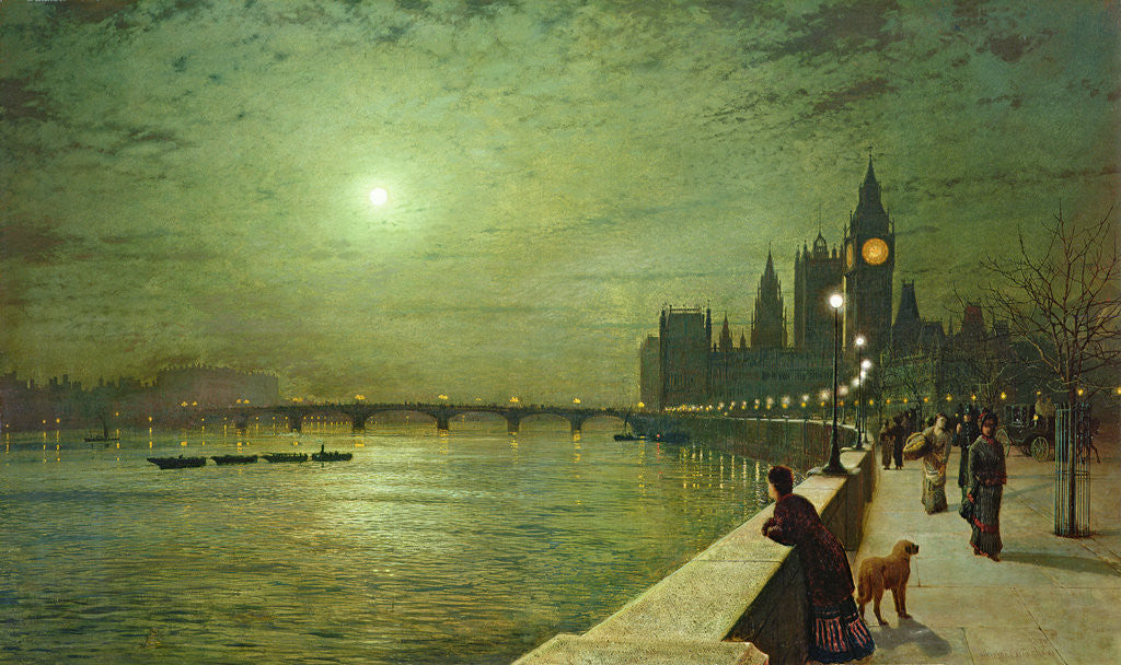 Detail of Reflections on the Thames, Westminster, 1880 by John Atkinson Grimshaw