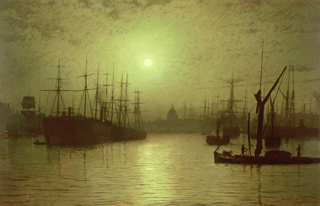 Detail of Nightfall Down the Thames, 1880 by John Atkinson Grimshaw