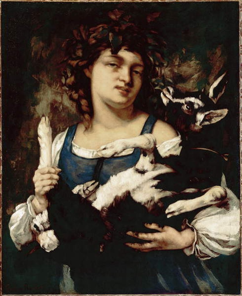 Detail of A country girl with a kid by Gustave Courbet