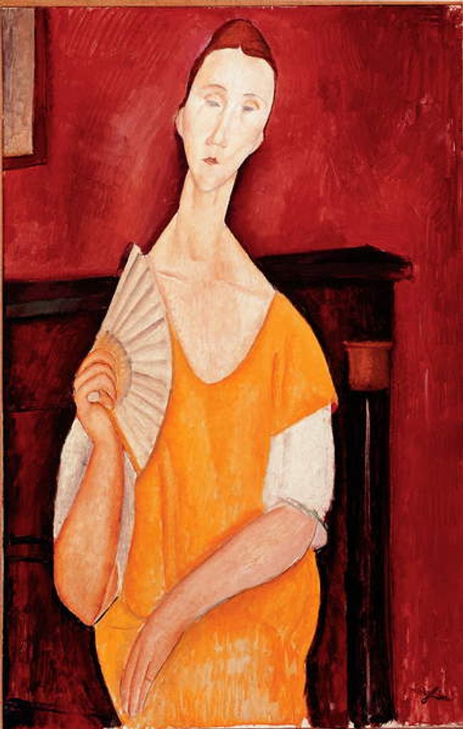 Detail of Portrait of Lunia Czechowska a l'éventail, 1919 by Amedeo Modigliani