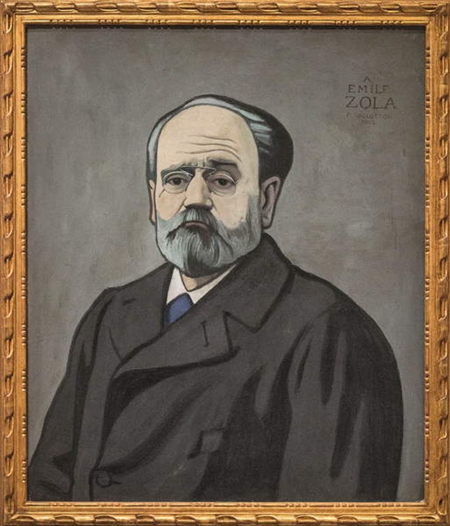 Detail of Portrait of Emile Zola, French writer painting by Felix Edouard Vallotton, 1901 - oil on cardboard - Private collection. by Felix Edouard Vallotton