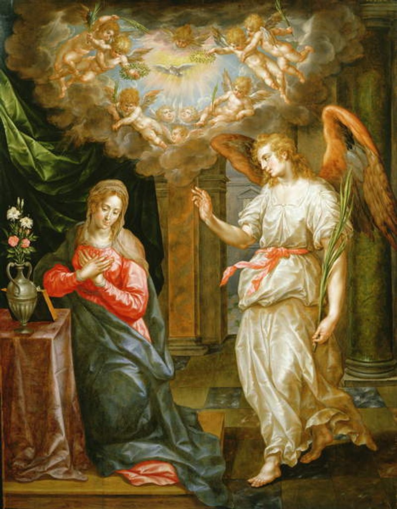 Detail of The Annunciation by Hendrik de Clerck