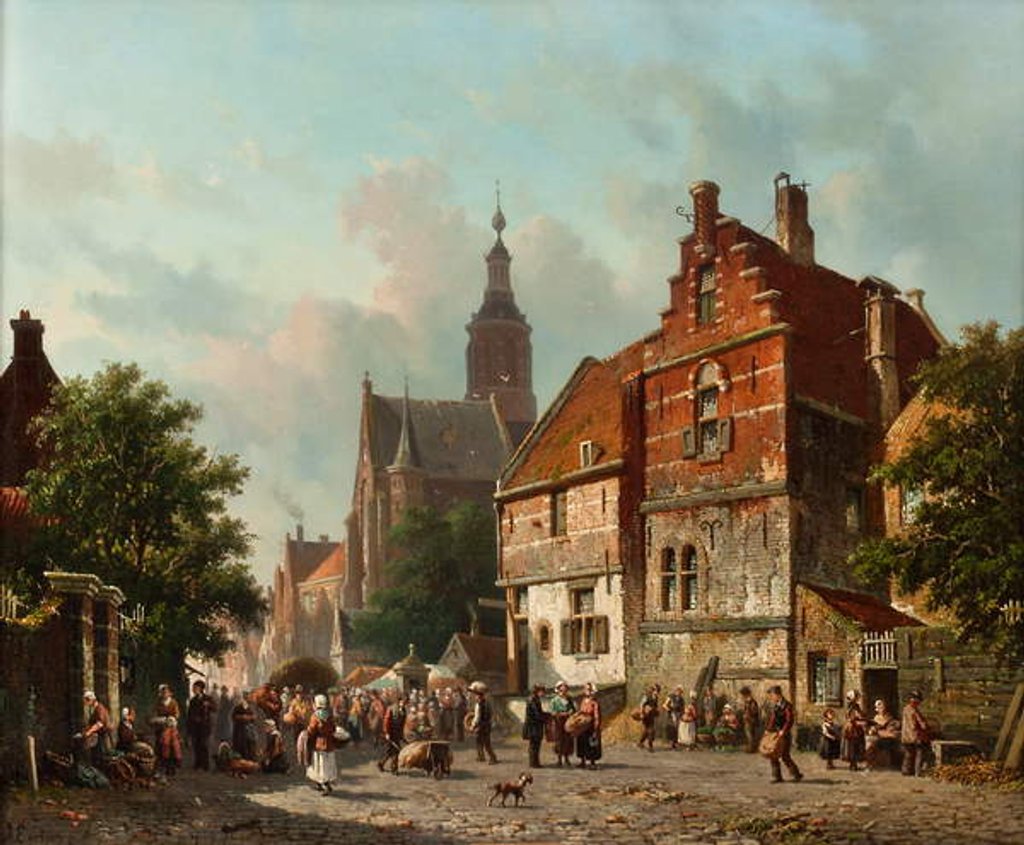 Detail of A Dutch Market in the Summertime, 19th century by Adrianus Eversen