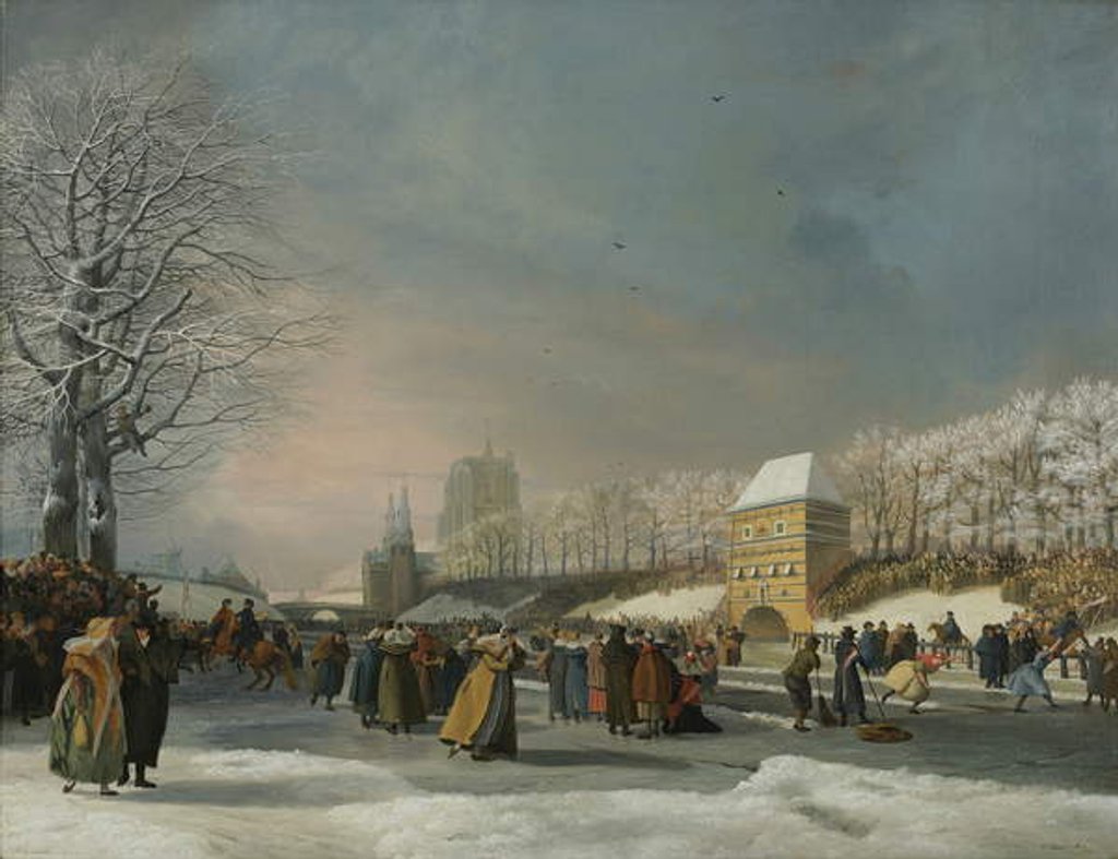 Detail of The Women's Speed-Skating Race on the Westersingel in Leeuwarden, January 21, 1809 by Nicolaas Baur
