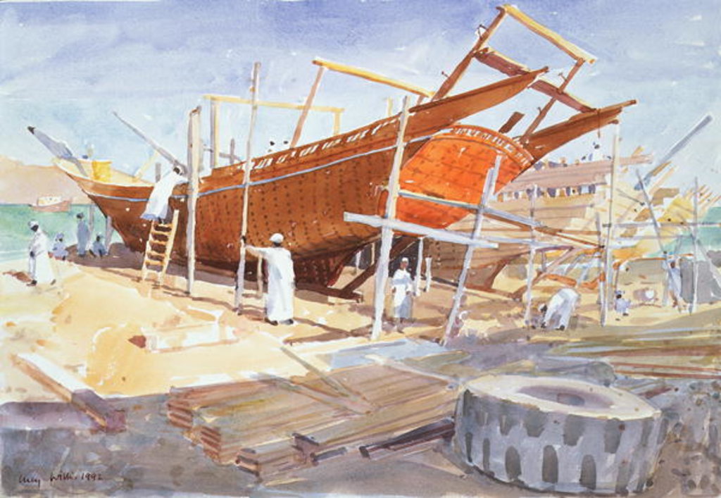 Detail of Dhow Yard, Sur, 1992 by Lucy Willis