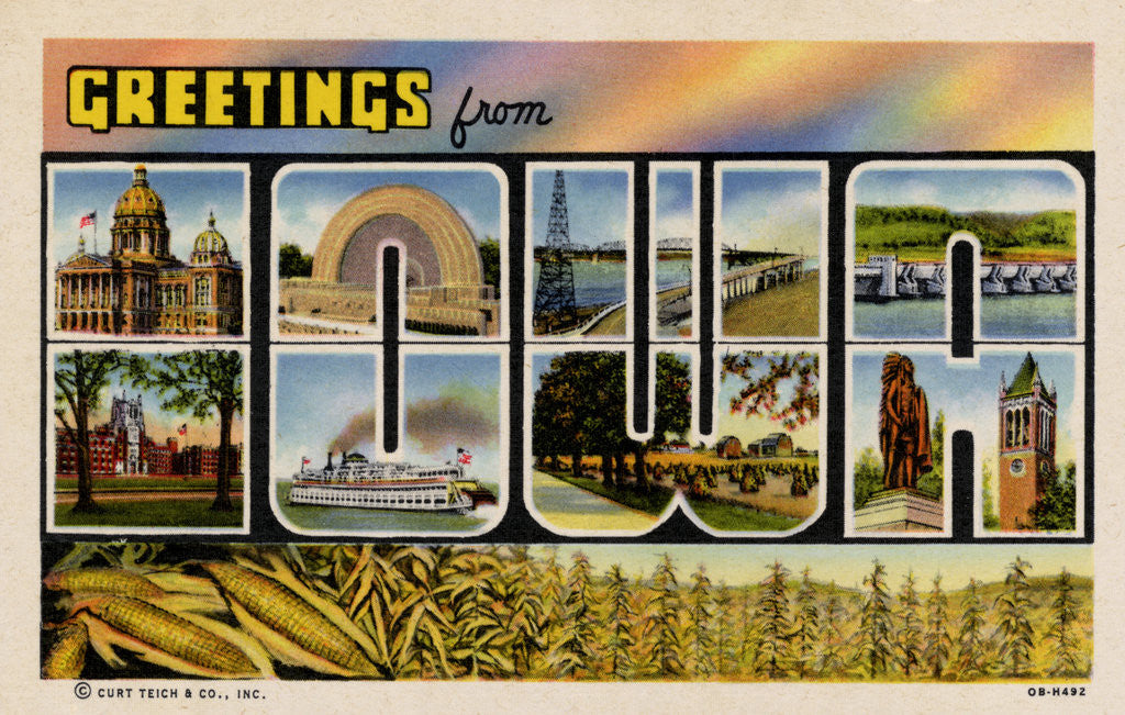 Detail of Greetings from Iowa Postcard by Anonymous