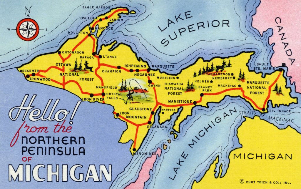 Detail of Map of Michigan's Northern Peninsula by Anonymous