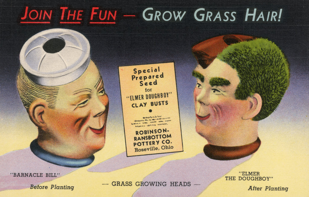 Detail of Join the Fun-Grow Grass Hair! Postcard by Anonymous