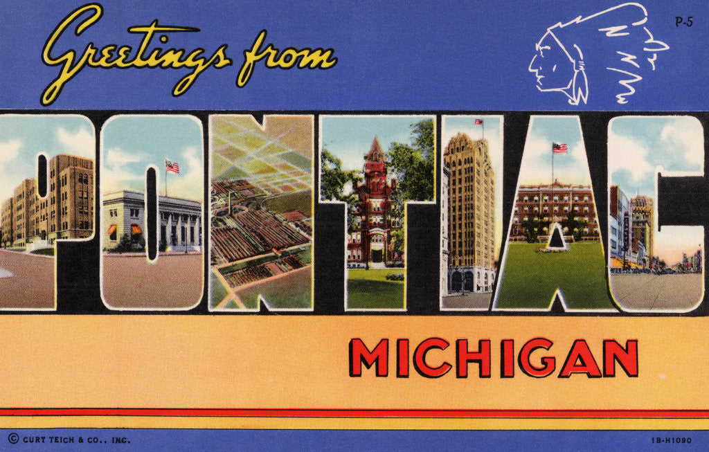 Detail of Greeting Card from Pontiac, Michigan by Anonymous