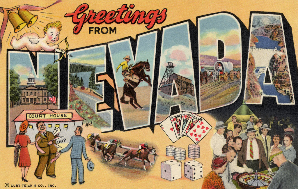 Detail of Greetings from Nevada Postcard by Corbis