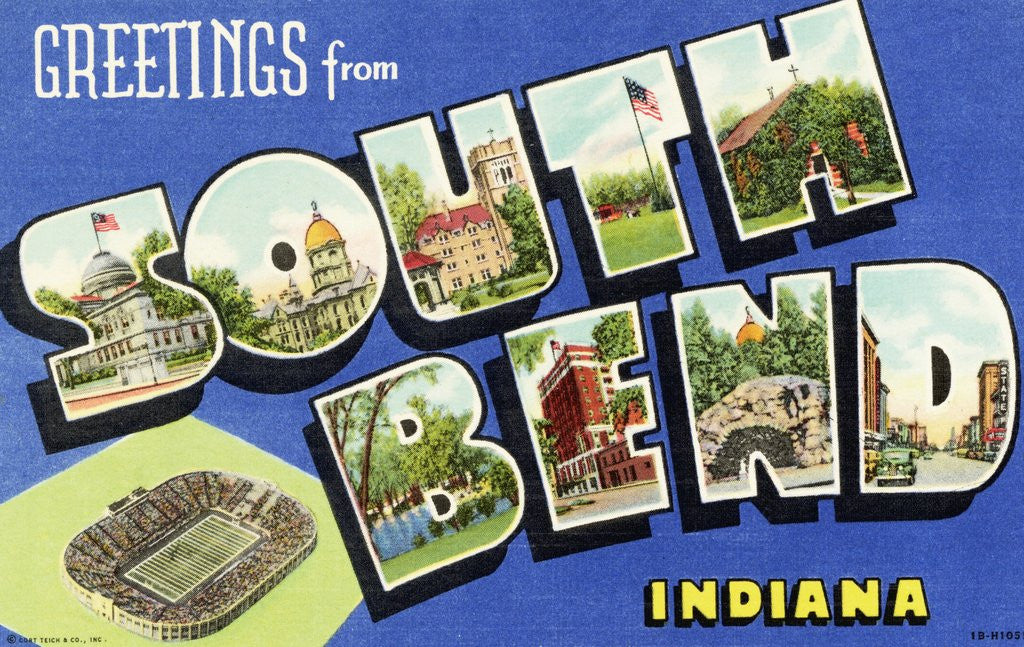 Detail of Greeting Card from South Bend, Indiana by Corbis