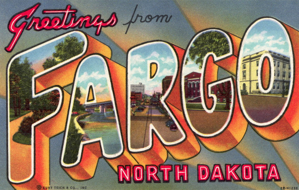 Detail of Greetings from Fargo, North Dakota Postcard by Anonymous