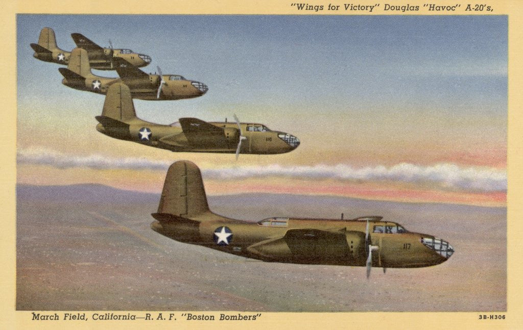 Detail of A-20 Bombers over March Field by Anonymous