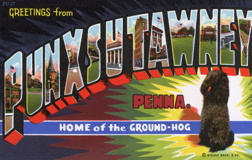 Detail of Greeting Card from Punxsutawney, Pennsylvania by Anonymous