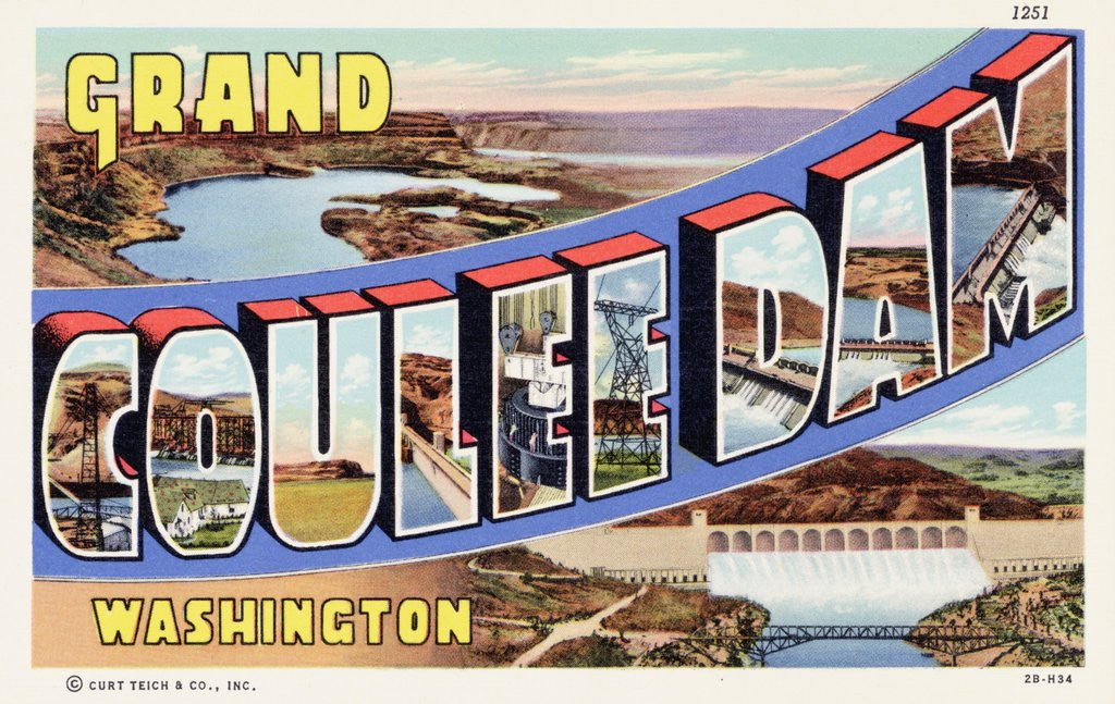 Detail of Greeting Card from Grand Coulee Dam, Washington by Anonymous