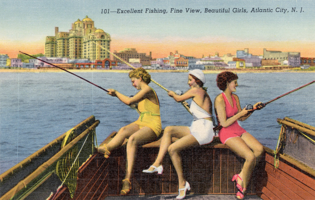 Detail of Women Fishing on Back of Boat by Anonymous