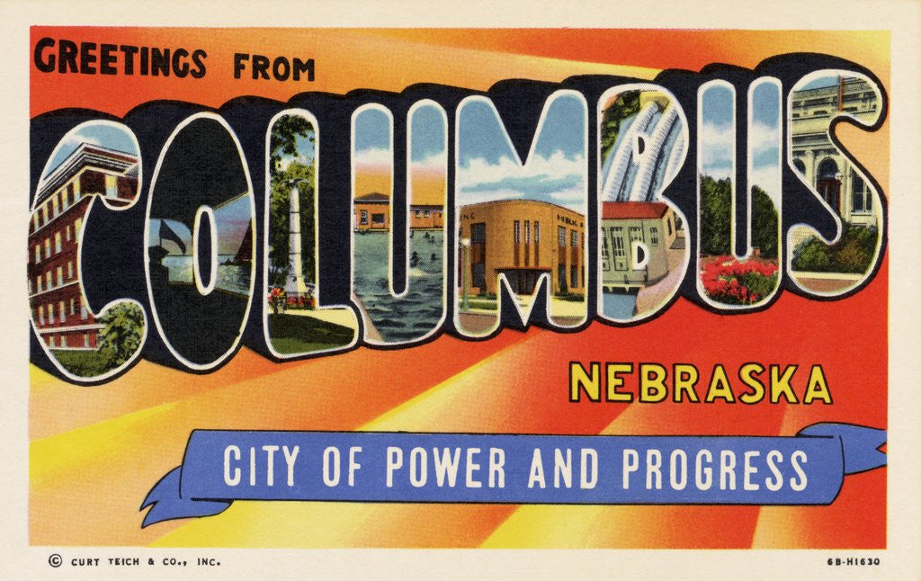 Detail of Greeting Card from Columbus, Nebraska by Anonymous