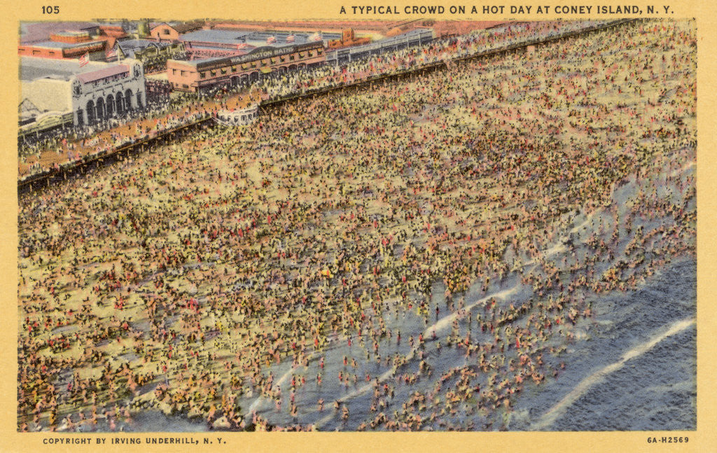 Detail of Crowded Beach on Coney Island by Anonymous