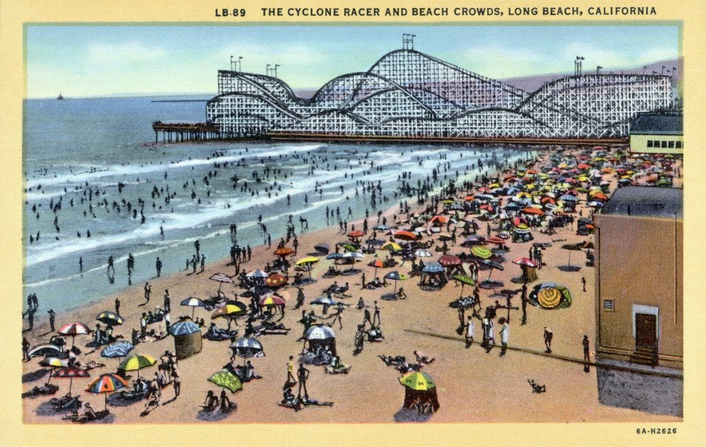 Detail of Cyclone Racer and Crowd at Beach by Corbis