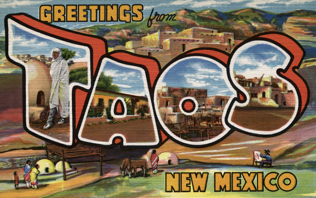 Detail of Greetings from Taos, New Mexico Postcard by Anonymous